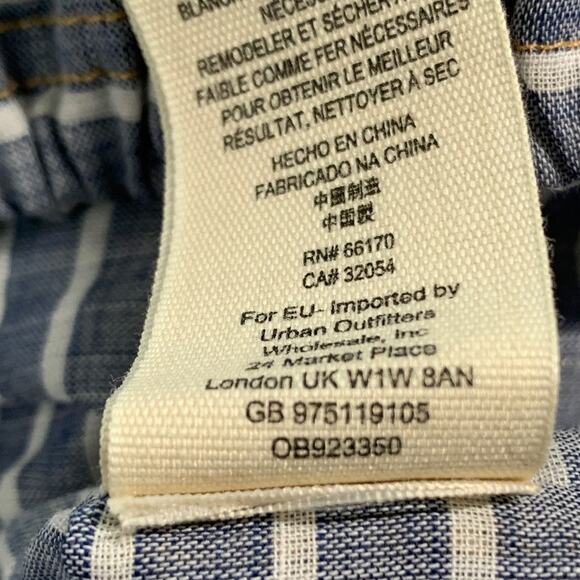 Free People S Womens Blue Allora Striped Blouse Crochet Detail Peasant Boho - Picture 10 of 10